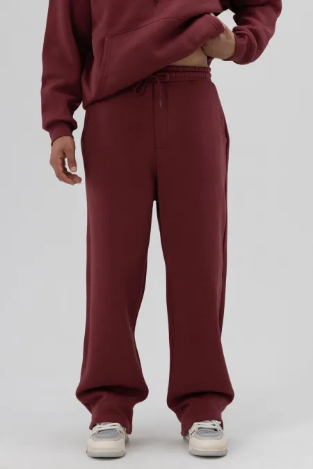 Basic Baggy Eşofman Alt Bordo