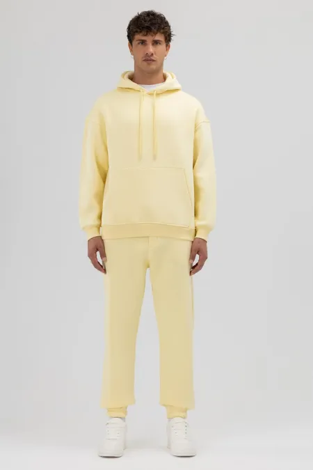 Sweat à capuche basique oversize jaune