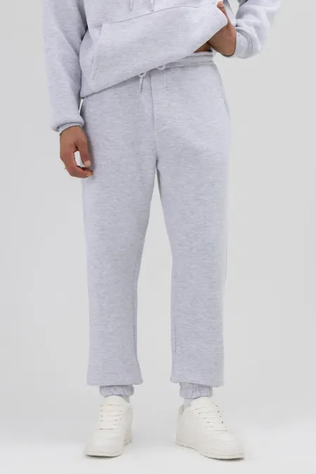 Basic Sweatpants with Elasticated Cuffs, Melange