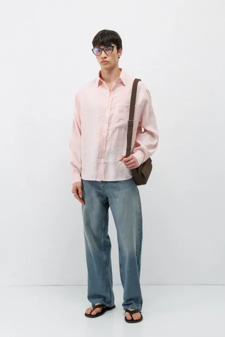 Chemise oversize en modal avec poches, rose poudré