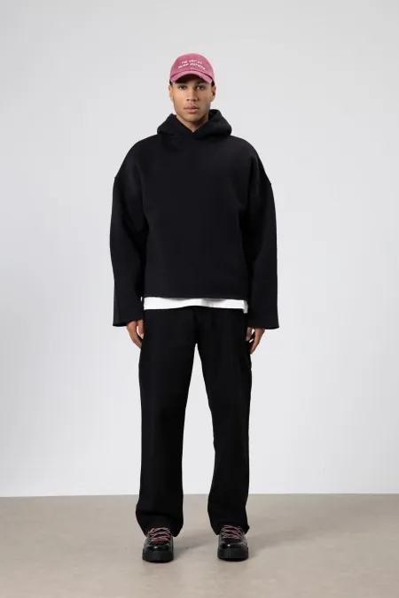 Sweat à capuche basique oversize sans coutures noir