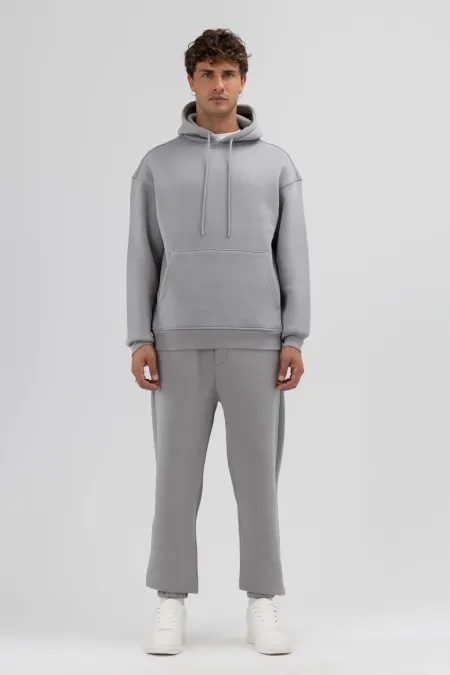 Sweat à capuche basique oversize gris