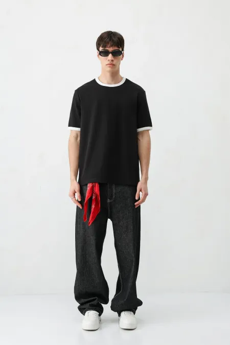 Kısa Kollu Regular Fit Tişört Siyah