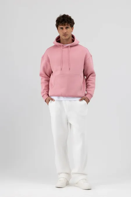 Sweat à capuche oversize basique saumon