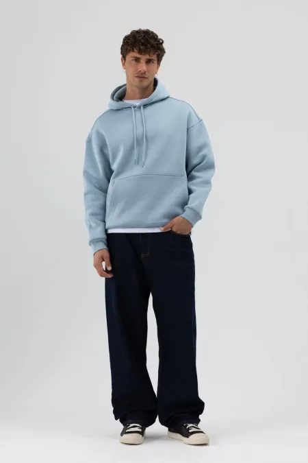 Sweat à capuche oversize basique bleu foncé