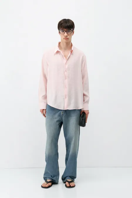Chemise oversize en modal rose poudré