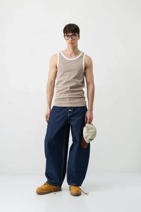 Oversize Askılı Tişört Vizon