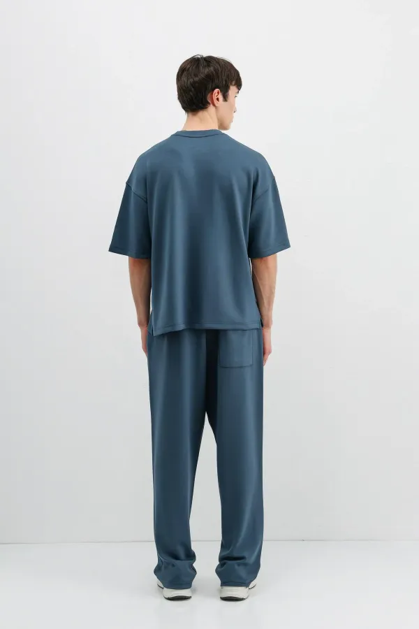Modal Karışımlı Oversize Tişört İndigo