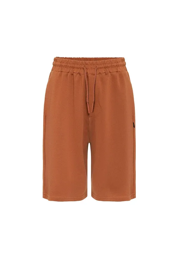 Basic Oversize Şort Takım Camel