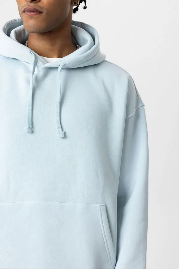 Sweat à capuche basique oversize délavé bleu ciel