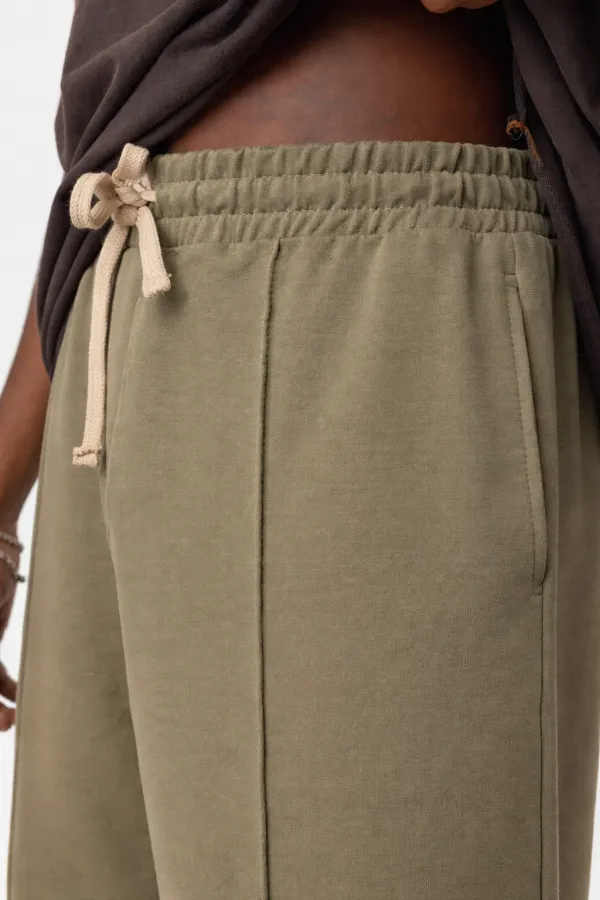 Dikiş Detaylı Oversize Eşofman Alt Haki