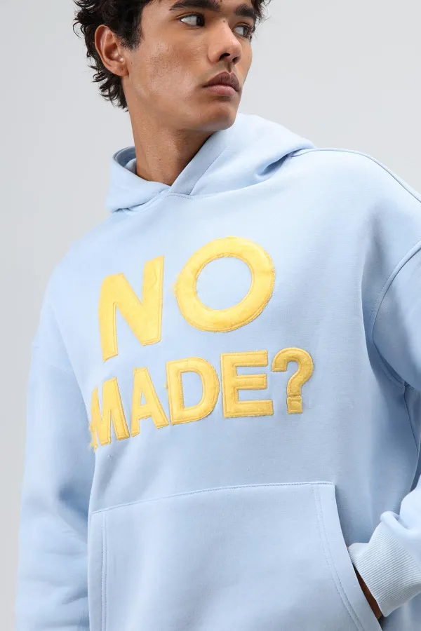 Sweat à capuche imprimé oversize bleu ciel