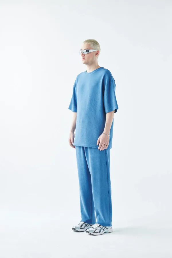Oversize Basıc Triko Eşofman Takım Mavi Oversize Basıc Triko Eşofman Takım Mavi