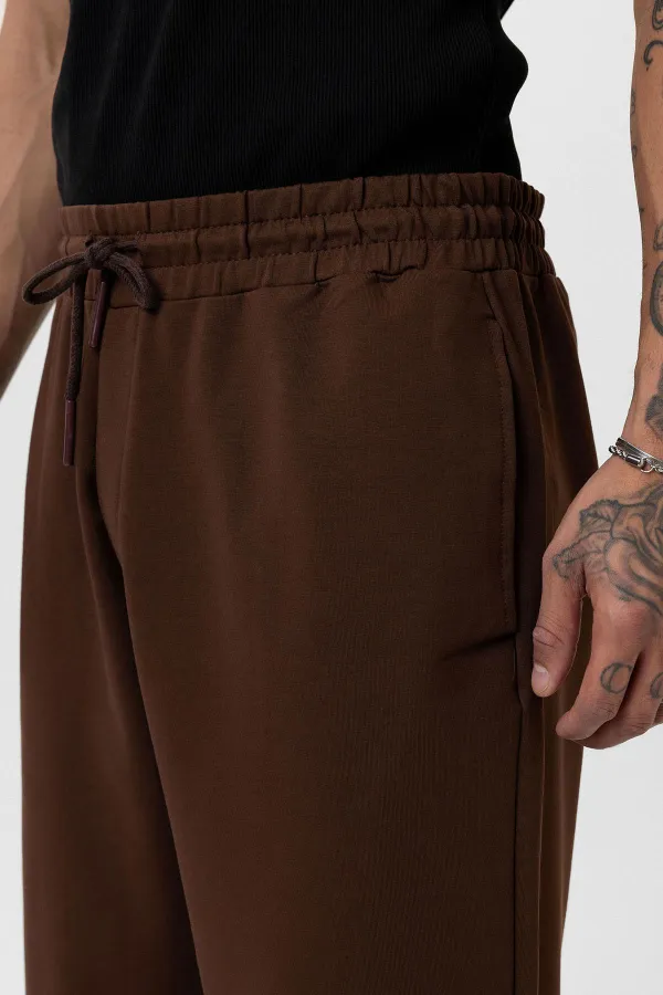 Paça Lastikli Basic Oversize Eşofman Takımı Kahve