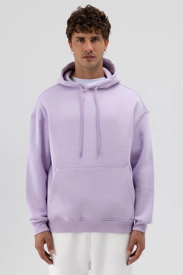 Sweat à capuche basique oversize lilas