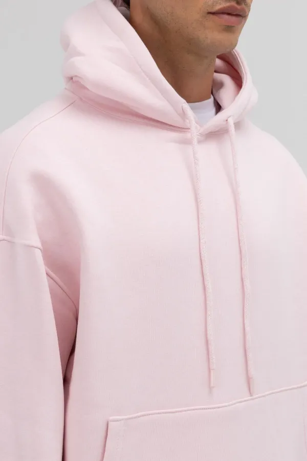 Sweat à capuche oversize basique rose