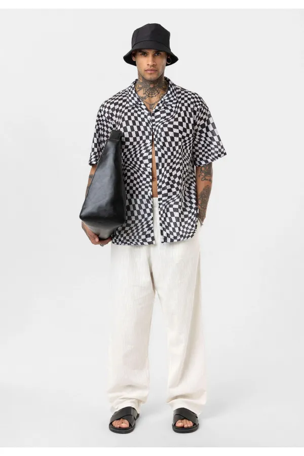 Patterned Corduroy Oversize Shirt Pattern-10