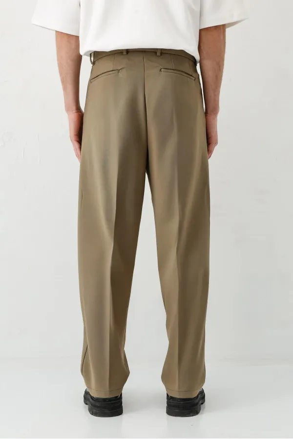 Baggy Fit Pilili Pantolon Haki