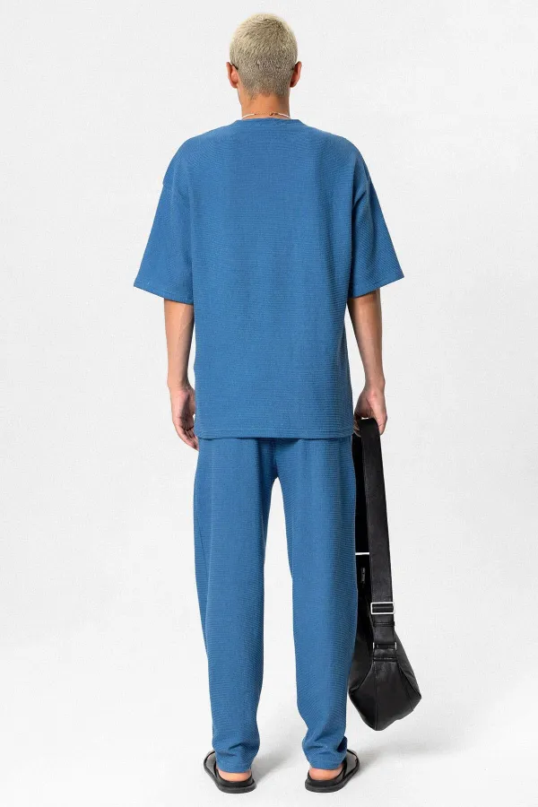 Oversize Basıc Triko Eşofman Takım Mavi Oversize Basıc Triko Eşofman Takım Mavi