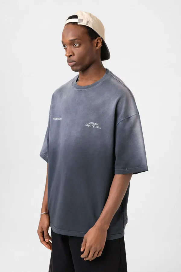 Yıkamalı Oversize Tişört Siyah