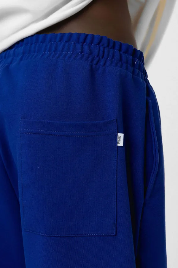 Pantalon de survêtement basique à taille élastique, coupe oversize, bleu marine