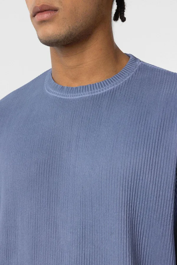 Yıkamalı Ottoman Basic Oversize Tişört İndigo