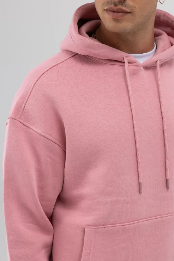 Sweat à capuche oversize basique saumon