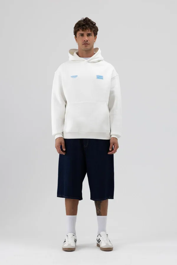 Sweat-shirt oversize imprimé au dos, écru