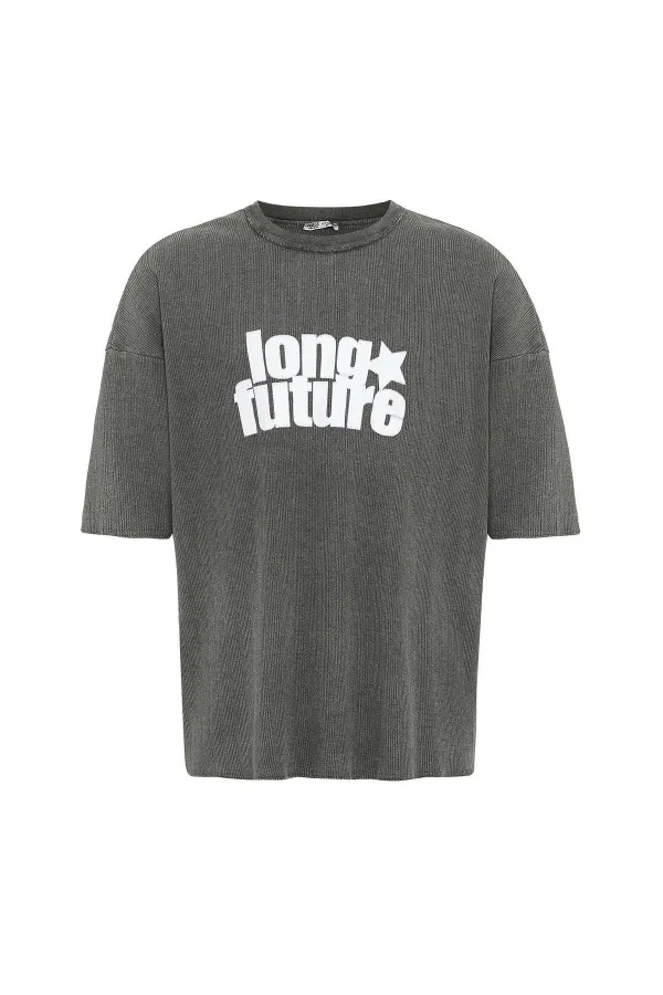 T-shirt oversize en maille délavée, couleur vison