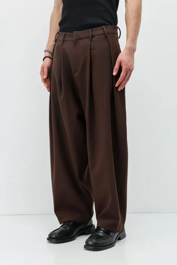 Barrel Fit Tailored Pantolon Kahve