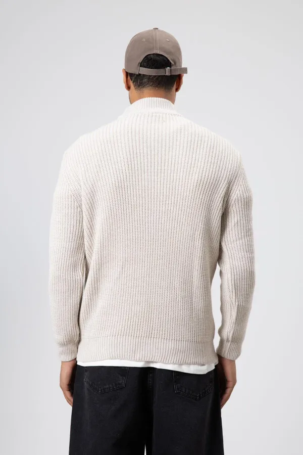 Yarım Balıkçı Yaka Triko Kazak Taş