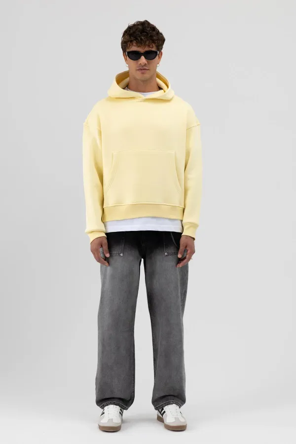 Sweat-shirt à capuche basique jaune