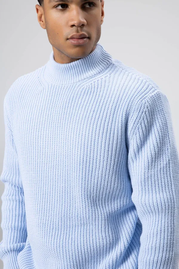 Oversize Triko Boğazlı Kazak Bebe Mavi