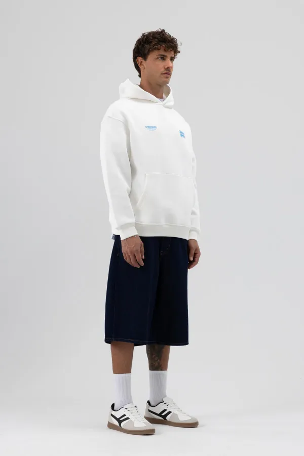 Sweat-shirt oversize imprimé au dos, écru