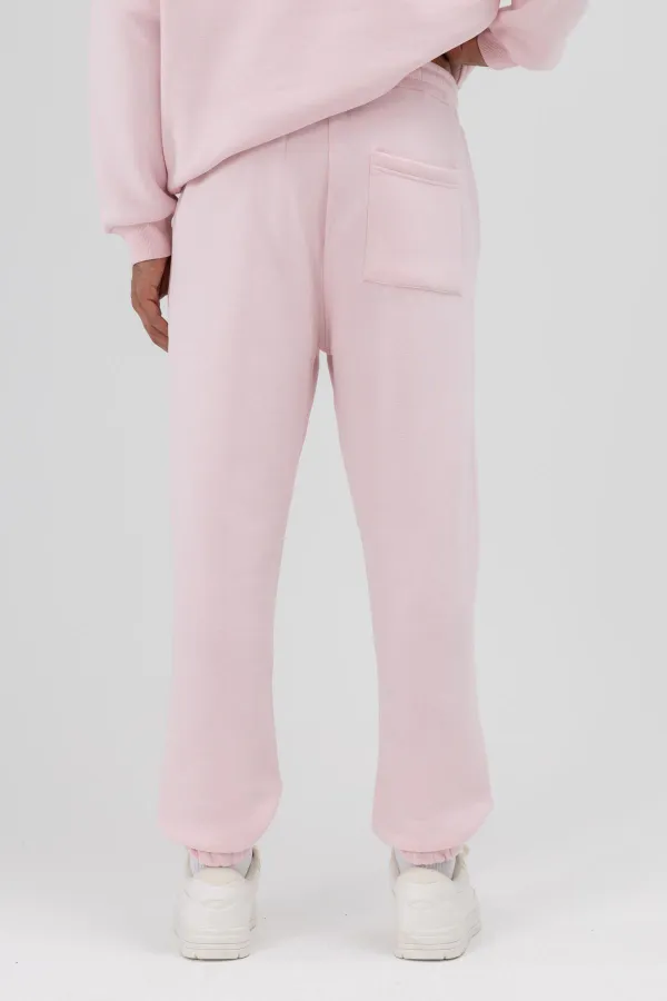 Pantalon de survêtement basique à chevilles élastiquées, rose