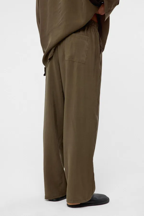 Baggy Fit Modal Kumaş Pantolon Haki