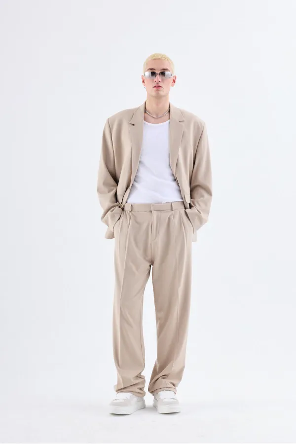 Costume classique oversize beige