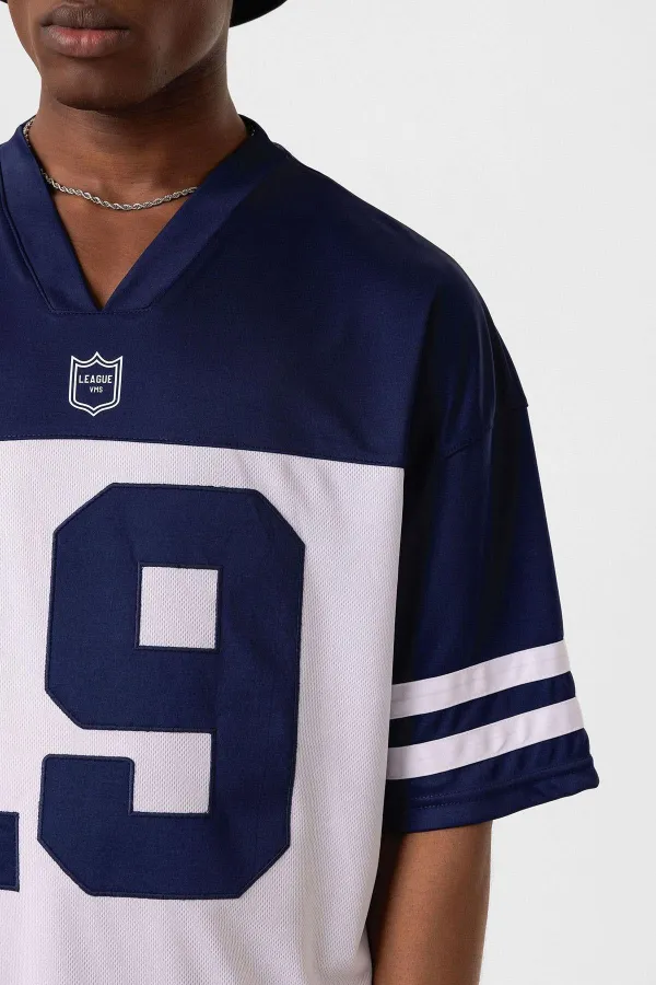 Baskılı Oversize Forma Tişört İndigo