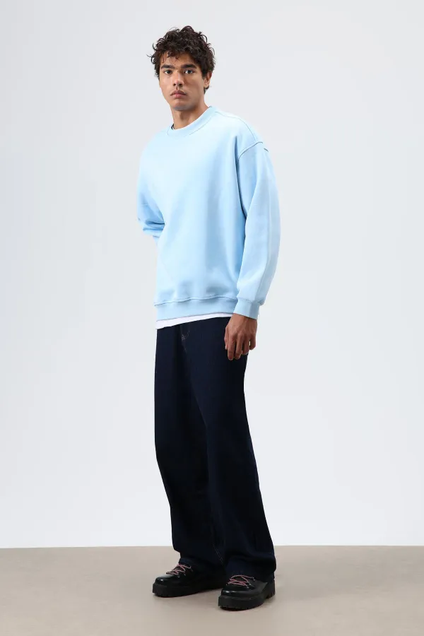 Sweat-shirt basique oversize délavé turquoise