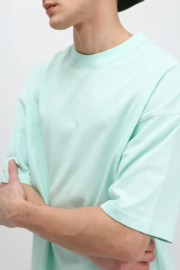 T-shirt basique oversize à col rond menthe