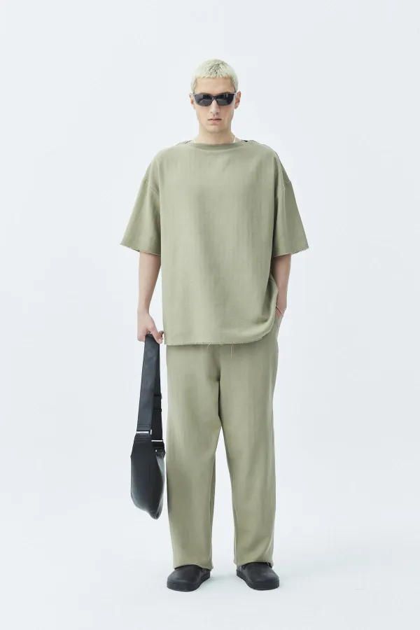 Basıc Oversize Keten Takım Haki