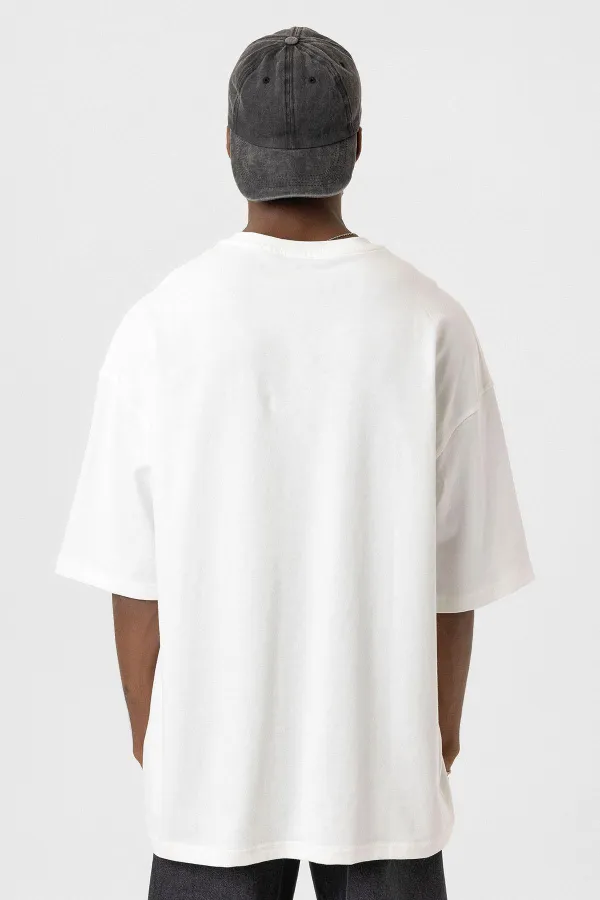 Crew Neck Oversize T-Shirt with Pockets, Ecru