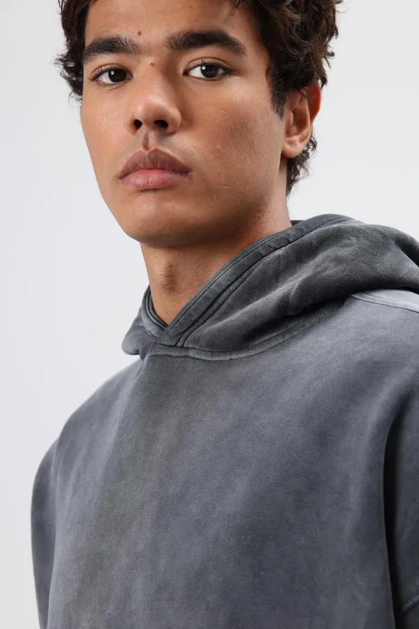 Sweat à capuche oversize noir avec détails brodés