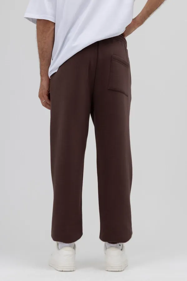 Basic Paça Lastikli Eşofman Alt Kahve