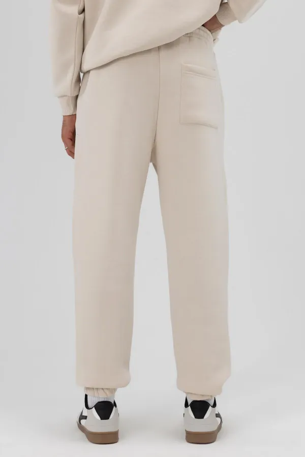 Basic Paça Lastikli Eşofman Alt Taş