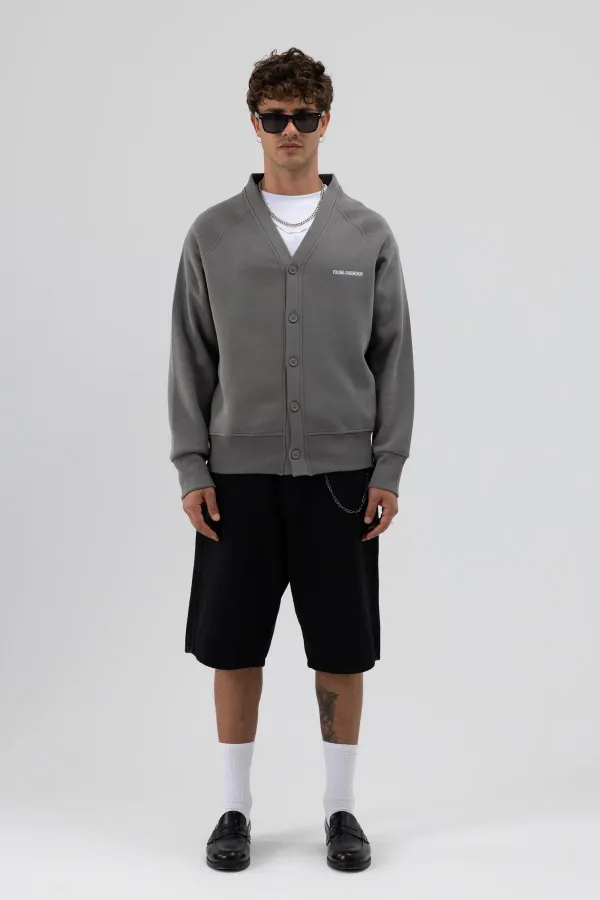 Sweat-shirt oversize à boutons, gris foncé