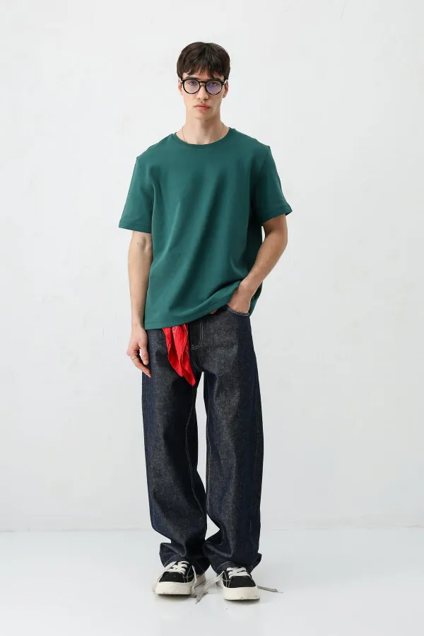 Kısa Kollu Boxy Fit Tişört Nefti