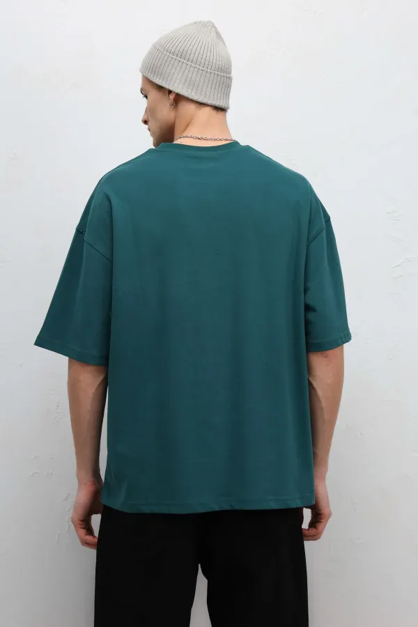 T-shirt basique oversize à col rond, bleu marine