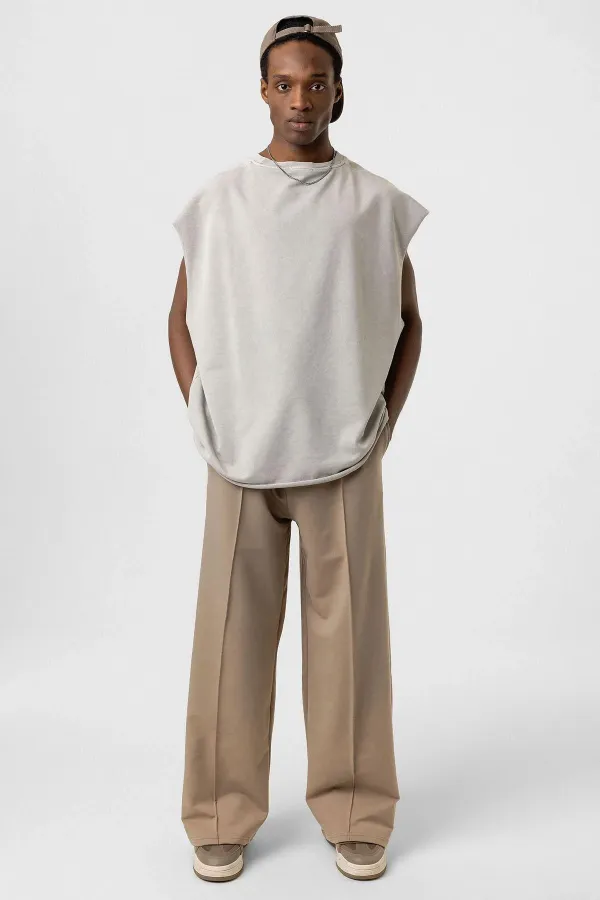 Oversize Sweatpants with Stitching Detail, Mink Color