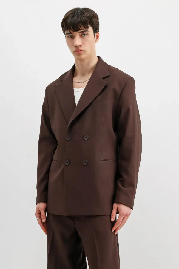 Costume croisé oversize marron